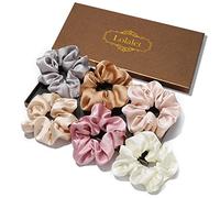 Lolalet Scrunchies for Women Girls, Satin Hair Scrunchies Softer Than Silk Hair Ties, Big Scrunchy Ponytail Holder with Elastic Hair Bands for Thick Thin Curly Hair -6 Pack, Style C