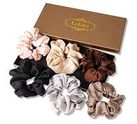 Lolalet Scrunchies for Women Girls, Satin Hair Scrunchies Softer Than Silk Hair Ties, Big Scrunchy Ponytail Holder with Elastic Hair Bands for Thick Thin Curly Hair -6 Pack, Style A