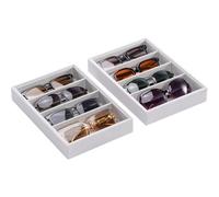 Lolalet Sunglasses Organizer Tray, 4 Grids Velvet Glasses Eyewear Sunglass Jewelry Holder Display Tray Drawer Storage for Women Men -2 Packs, Grey