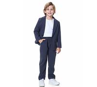 LOLANTA 2 Piece Boys Smart Suit, Kids Blazer & Pants Outfit, Leisurewear or Wedding Party Clothes, Grey Blue, 4-5 Years, 100