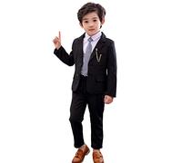 LOLANTA 2 Piece Boys Suits Set, Kids Blazer & Trousers, Leisurewear or Wedding Party Pageboy Outfit, Black, 12-13 Years, 170