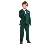 LOLANTA Boys Suits Tuxedo Formal Blazer Page Boy Green Suit Slim fit for Wedding Christmas Party(7-8 Years, Green,Tag 130)