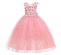 LOLANTA Flower Girl Dresses for Weddings, Kids Prom Party Tulle Puffy Dresses, Girls Occasion Wear Pink Princess Dress, 10-11 Years, Tag 150