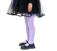 LOLANTA Girls All-over Rhinestone Tights, Sparkly Semi-opaque Pantyhose for Dance, Party, Performance, 1 Pair, Light purple, 6-8 Years, M