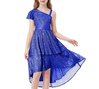 LOLANTA Girls Sequin Dress Elegant Princess Party Dress Sparkling Sleeveless Shoulder Strap Dresses, RoyalBlue, 10-11 Years, 150