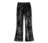 LOLANTA Girls Sequin Pants, Sparkly Disco Flare Trousers, Party, Hip hop Dancewear, Black, 12-13 Years, 170