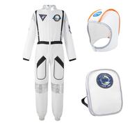 LOLANTA Kids Astronaut Costumes Children's Space Pretend Role Play Jumpsuit with Astronaut Helmet and Backpacks World Book Day Fancy Dress Halloween Party Costume, 5-6 Years, 120