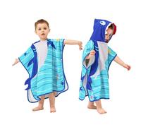 LOLANTA Kids Shark Hooded Towel Poncho, Soft Microfiber Boys Swim Changing Robe, Quick Dry for Beach & Pool(Shark, 5-7 Years, Size S)