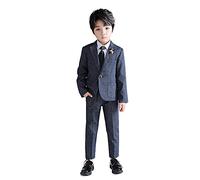 LOLANTA Kids Tweed Check Suit, 2-Piece Boys Wedding Party Outfits Jacket and Trousers, Prom Occasionwear, Blue, 8-9 Years, 140