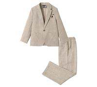 LOLANTA Kids Tweed Check Suit, 2-Piece Boys Wedding Party Outfits Jacket and Trousers, Prom Occasionwear, Khaki, 9-10 Years, 150