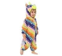 LOLANTA Toddler Rainbow Unicorn Costume Girls, Plush Hooded Romper for Baby, StarrySky, 30-36 Months,Tag 120