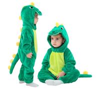 LOLANTA Unisex Baby Dinosaur Costume, Toddler Hooded Animal Fancy Dress, Flannel Union Suit, Lake Green, 4-5 Years, Tag 120