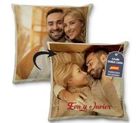 LolaPix Cushion with Photo - Personalised Cushions - 2 Sided Print - 40 x 40 cm - Linen Type Texture - Invisible Zipper - Original Gifts - Valentine, Father, Mother, 2 Sided