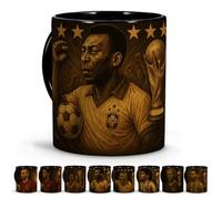 LolaPix Football Legends Mug. Breakfast Cup. Kids Football Gift Idea. Unique 330ml Edition. Pelé Tribute