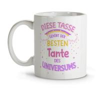 LolaPix Mug Best Aunt of the Universe, Original Ceramic Mug 330 ml, Gift Idea for Aunt, Coffee Mug for Breakfast, Coffee or Tea
