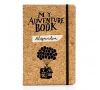 LolaPix Personalised Notebook with Name and Cork Design Personalised Notebook A5 80 Sheets Rigid Cover 14 x 21 cm Natural Cork Gift Woman Personal Diary Journal My Adventure Book