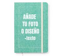 LolaPix Personalised Notebook with Name/Photo or Design Recycled Cotton. Personalised Notebook. Personalised Notebook Teacher. Personal Diary Notebook 100 Sheets. Hard Cover 14 x 21 cm Cotton Green