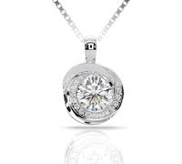 LOLA'S BISOU 1ct Platinum Plated Moissanite Pendant Necklace, Gift for Women, Infinity Necklace with Moissanite Diamond, Gift for Her, Wedding Gift for Wife, Mother, 16-18 inches, Sterling Silver