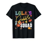 Lola's Gobble Squad Thanksgiving Fun Grandma Grandkids T-Shirt