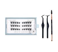 Lola's Lashes Pre-Glued Cluster Lashes | Natural Pre-Mapped Lashes Set | Press-On Lashes | Easy Application | Stick & Clamp Tools Included | 5 Days Wear & Waterproof |10-14mm