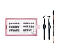 Lola's Lashes Pre-glued Lashes | Soft Wisp 3 Row Starter Kit | Pre-Glued Wispy Lashes | Easy Application | Application Tools Included | 5-10 Days Wear & Waterproof | 10-14mm