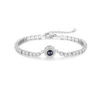 LoLaTide Photo Bracelet Personalised Picture Bracelet for Women Silver/Gold/Rose Gold Photo Projection Bracelet Memory Gift for Birthday Christmas Valentine's Day (silver)