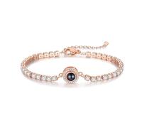 LoLaTide Photo Bracelet Personalised Picture Bracelet for Women Silver/Gold/Rose Gold Photo Projection Bracelet Memory Gift for Birthday Christmas Valentine's Day (rose gold)