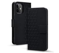 LOLFZ Wallet Case for iPhone 12 Mini, Card Holder Kickstand Magnetic Flip PU Leather Case Shockproof TPU Bumper Protective Phone Cover for iPhone 12 Mini - Black