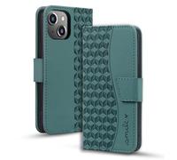 LOLFZ Wallet Case for iPhone 13 Mini, Card Holder Kickstand Magnetic Flip PU Leather Case Shockproof TPU Bumper Protective Phone Cover for iPhone 13 Mini - Green