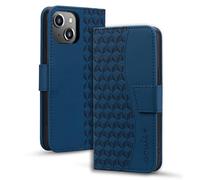 LOLFZ Wallet Case for iPhone 13 Mini, Card Holder Kickstand Magnetic Flip PU Leather Case Shockproof TPU Bumper Protective Phone Cover for iPhone 13 Mini - Blue