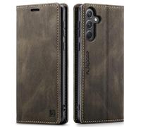 LOLFZ Wallet Case for Samsung Galaxy A36 5G, Magnetic Flip Leather Case with RFID Block Card Slots Kickstand Shockproof Protective Cover Compatible with Galaxy A36 5G - Coffee Brown