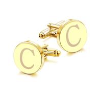 LOLIAS 1 Pair Cuff Links Mens Accessories Jewelry Classic Initial Cufflinks with Gift Box Silver Black Gold Cufflinks, Regular Size, Gold Plated, no gemstone