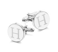 LOLIAS 1 Pair Cuff Links Mens Accessories Jewelry Classic Initial Cufflinks with Gift Box Silver Black Gold Cufflinks, Regular Size, White Gold Plated, no gemstone