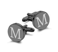 LOLIAS 1 Pair Cuff Links Mens Accessories Jewelry Classic Initial Cufflinks with Gift Box Silver Black Gold Cufflinks, Regular Size, Black Plated, no gemstone