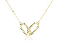 LOLIAS 14K Gold Pendant Necklace for Women Paperclip Interlocking Choker Necklaces CZ Necklaces for Women Silver Infinity Pendant Necklace Oval Necklaces Eternity Jewelry for Women Girls
