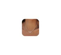 LOLIAS 14K Gold Pendant Necklace for Women Paperclip Interlocking Choker Necklaces CZ Necklaces for Women Silver Infinity Pendant Necklace Oval Necklaces Eternity Jewelry for Women Girls
