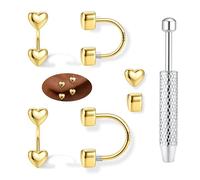 LOLIAS 14K Gold Plated Half Hoop Earrings for Women 925 Sterling Silver U Shape Statement Huggie Earrings Horseshoe Nose Ring Septum Piercing Jewelry Heart Screwback Helix Cartilage Earrings