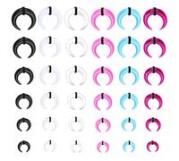 LOLIAS 16G-6G Septum Pincher Tapers Rings Acrylic Stainless Steel Internally Threaded Spike Horseshoe Barbells Septum Pincher Nose Ear Cartilage Stretching Kit for Women Men, 16G US, Acrylic, no