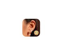 LOLIAS 3 Pairs Gold Stud Hoop Earrings Set for Women 925 Sterling Silver Earring Stacks Hypoallergenic Four-leaf clover Cartilage Earring Sets for Multiple Piercings