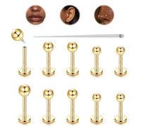 LOLIAS G23 Titanium Earrings 10 Pcs 16G Flat Back Nose Stud Helix Earring | 10 Pcs 16G Titanium Body Piercing Jewellery Labret Tragus Medusa Internally Threaded Lip 6/7/8MM