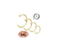 LOLIAS G23 Titanium Fake Nose Ring Septum Piercing Set False Lip Ring Cartilage Rings Thin Small Helix Rings Hypoallergenic C Shape 20G Hoop Nose Ring 6MM/8MM/10MM Gold