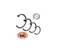 LOLIAS G23 Titanium Nose Ring Hoop for Women Men Surgical Steel Septum Piercing Jewellery Thin Small Lip Ring Cartilage Helix Rings Set Hypoallergenic 20G Black Fake Nose Piercing 6MM/8MM/10MM/12MM