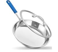 LOLIKITCH 12 In Stainless Steel Skillet - Professional Induction Fry Pan, Oven Safe 600°F, Tri-Ply Stainless Steel Clad, Dishwasher Safe, Detachable Handle, PFOA Free, Commercial Restaurant Grade