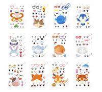 Lolileo 36PCS Make a Face Stickers for Kids, DIY Animal Face Stickers for Children, Removable Make an Face Sticker, Kids Stickers Party Favor Supplies Craft, Make a Face Sticker Sheets for Boys Girls