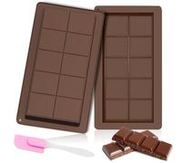 Lolileo Chocolate Bar Moulds, 2-Piece Silicone Chocolate Mold Set, Thick Reusable Candy Molds