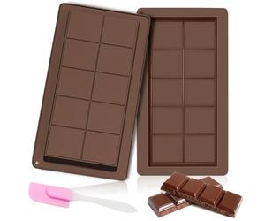 Lolileo Chocolate Bar Moulds, 2-Piece Silicone Chocolate Mold Set, Thick Reusable Candy Molds
