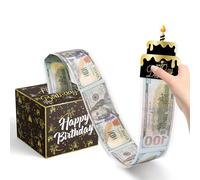Lolileo Happy Birthday Money Box for Cash Gift,Pull Up Birthday Surprise Gift Box, Suitable for Boys, Girls, Men, And Women of Any Age, Birthday Cash Gift Box, Birthday,Party Decoration（Black Gold）