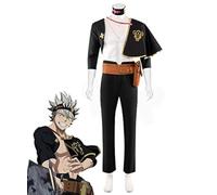 LoliMiss Men's Black Clover Asta Cosplay Costume Asta Jacket Cloak Pants Knight Outfits (M, Black)