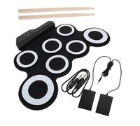 LOLIPPYY 1 Set Portable USB Charging Electric Drum Set Hand Roll Up Drum Kit for Practice Compact Convenient for Beginners Pure Sound Quality Effects Black