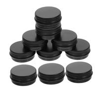 LOLIPPYY 10 Pcs Black Aluminum Cosmetic Tins with Screw Lids Containers for Lip Balm Nail Art Travel Storage Portable Refillable Jars for Makeup and Medicine
